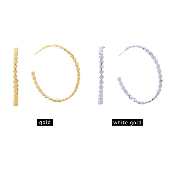 14K GOLD/ WHITE GOLD DIPPED MINI CIRCLE LINK HOOP EARRING