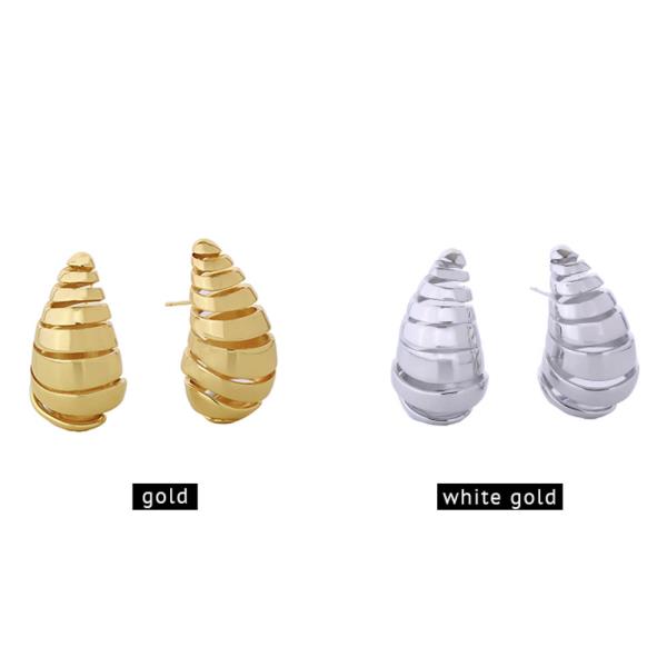 14K GOLD/ WHITE GOLD DIPPED SPIRAL HOLLOW POST EARRING