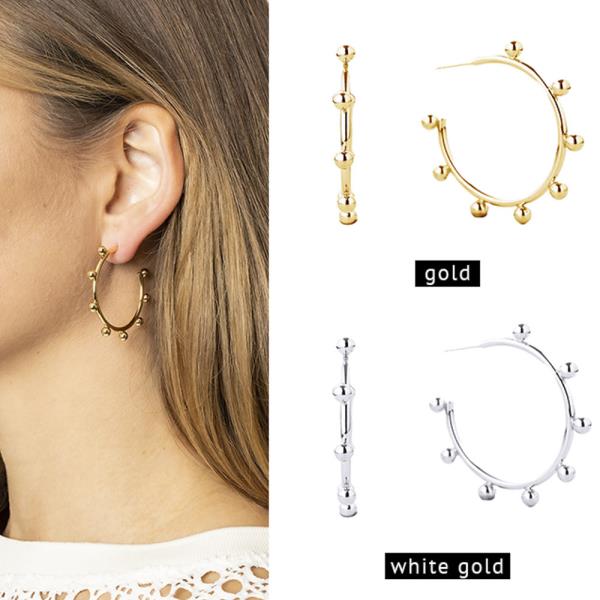 14K GOLD / WHITE GOLD DIPPED POST HOOP EARRING