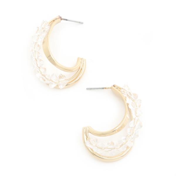 CLEAR BEAD METAL EARRING