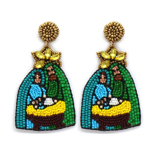 CHRISTMAS NATIVITY SEED BEAD EARRINGS