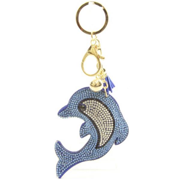DOLPHIN RHINESTONE TASSEL KEYCHAIN
