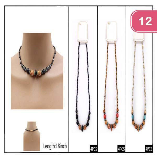FASHION BEADED NECKLACE (12 UNITS)