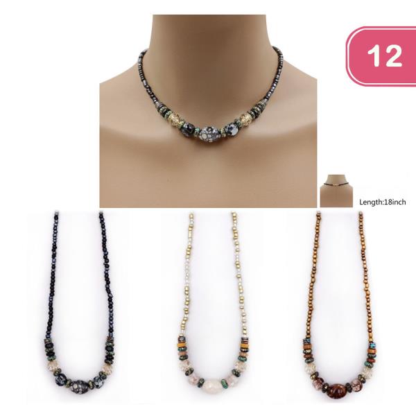 FASHION BEADED NECKLACE (12 UNITS)