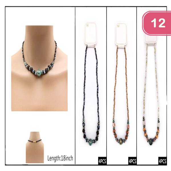 FASHION BEADED NECKLACE (12 UNITS)