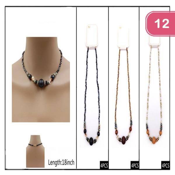 FASHION BEADED NECKLACE (12 UNITS)