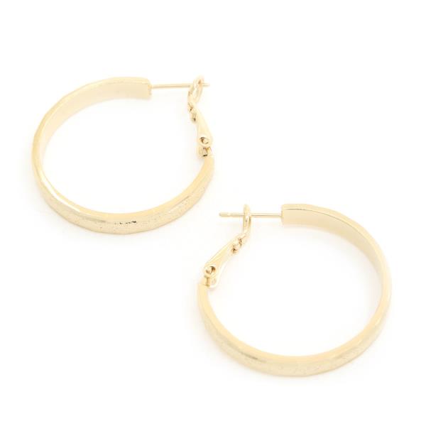 14K GOLD DIPPED HYPOALLERGENIC TEXTURED HOOP EARRING