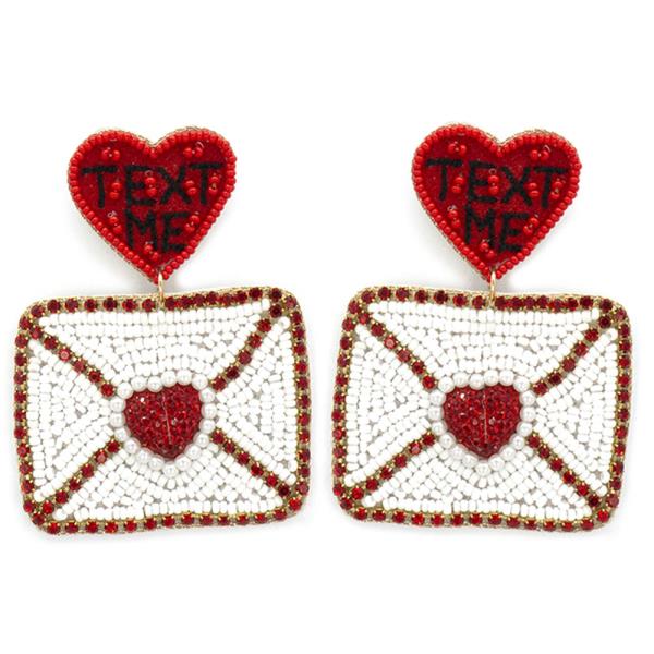 SEED BEAD LOVE LETTER DANGLE EARRING
