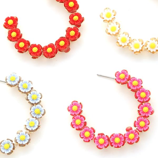 CHIC FLOWER OPEN ROUND EARRING