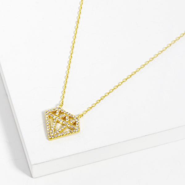 GOLD DIPPED CZ DIAMOND PENDANT NECKLACE