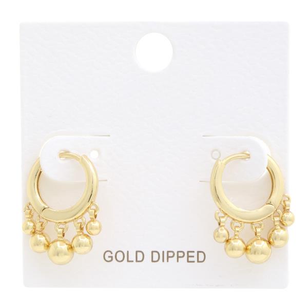 BALL BEAD HUGGIE GOLD DIPPED EARRING