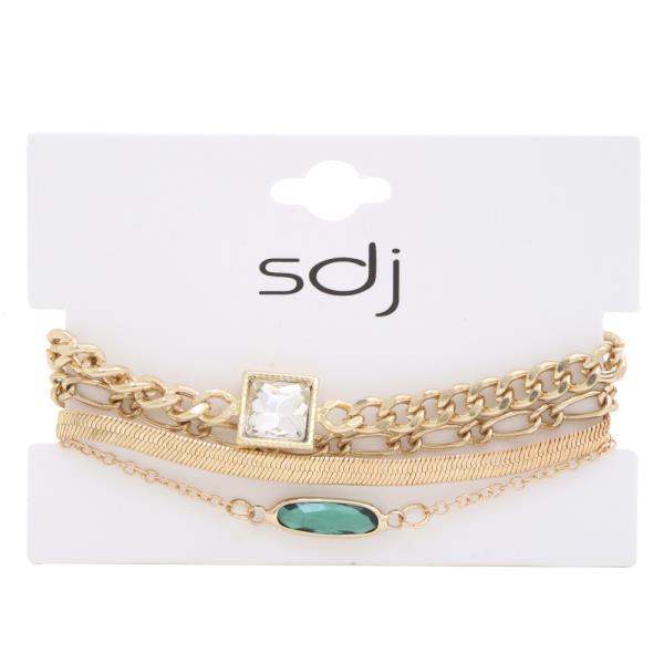 SDJ SQUARE FLAT SNAKE LINK BRACELET SET