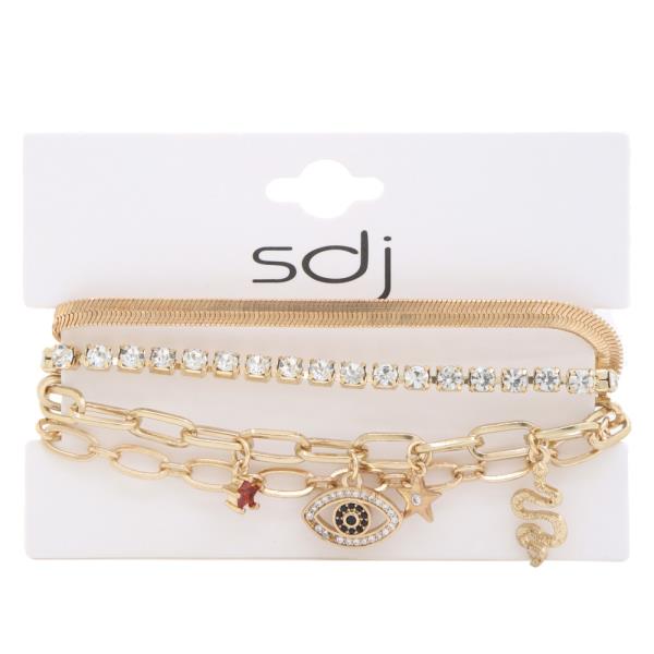 SDJ EYE SNAKE CHARM METAL BRACELET SET