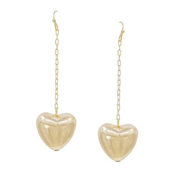 CHAIN LINEAR HEART METAL DROP EARRING