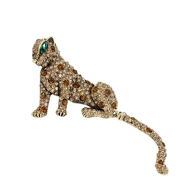 RHINESTONE JAGUAR BROOCH