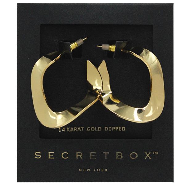 SECRET BOX 14K GOLD DIPPED METAL HOOP EARRING