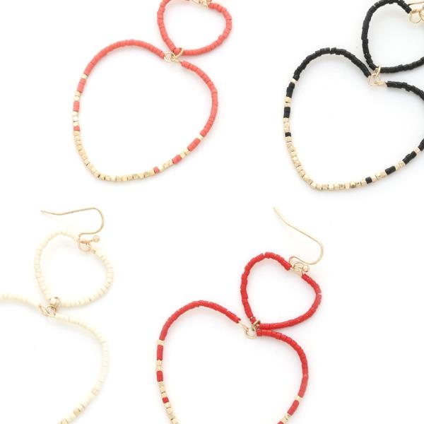 RUBBER BEAD HEART DANGLE EARRING