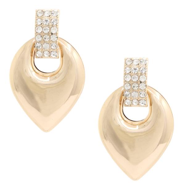 RHINESTONE METAL DANGLE EARRING