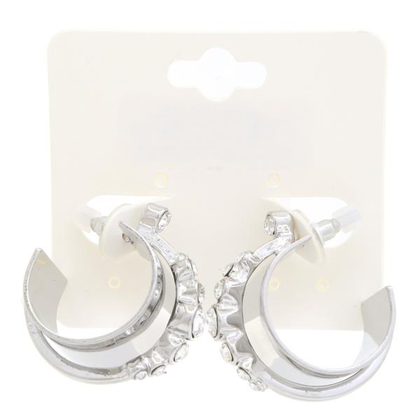 RHINESTONE EDGE OPEN CIRCLE EARRING