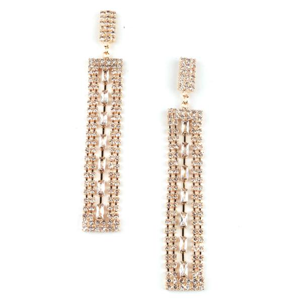 CZ RHINESTONE BAR DANGLE EARRING