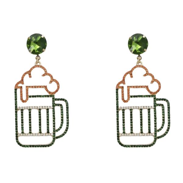 RHINESTONE BEER SAINT PATRICK`S DAY EARRING