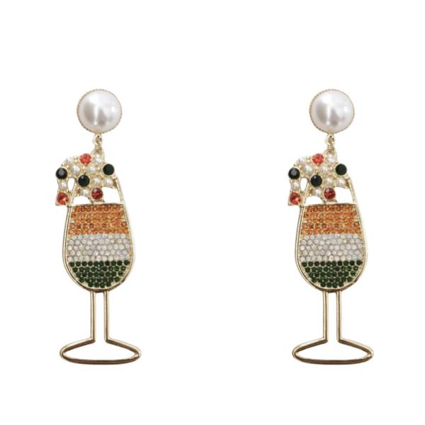 RHINESTONE DRINK SAINT PATRICK`S DAY EARRING