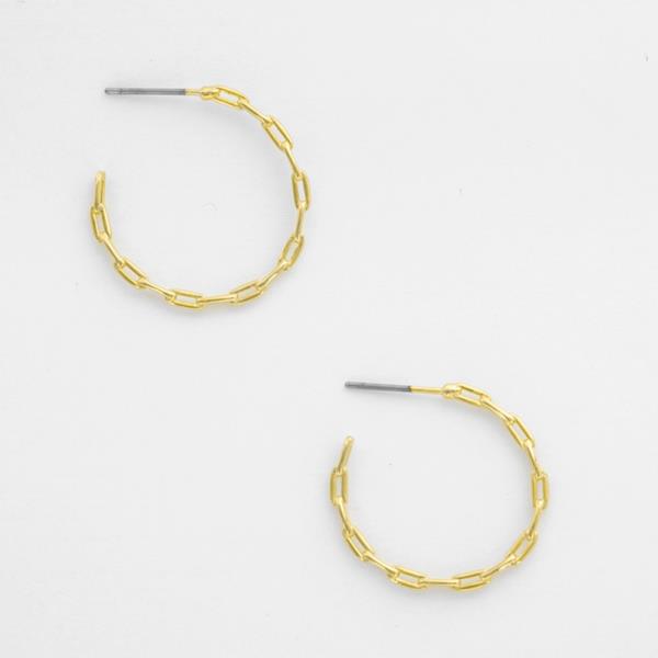 OVAL LINK GOLD PLATED BRASS EARRING