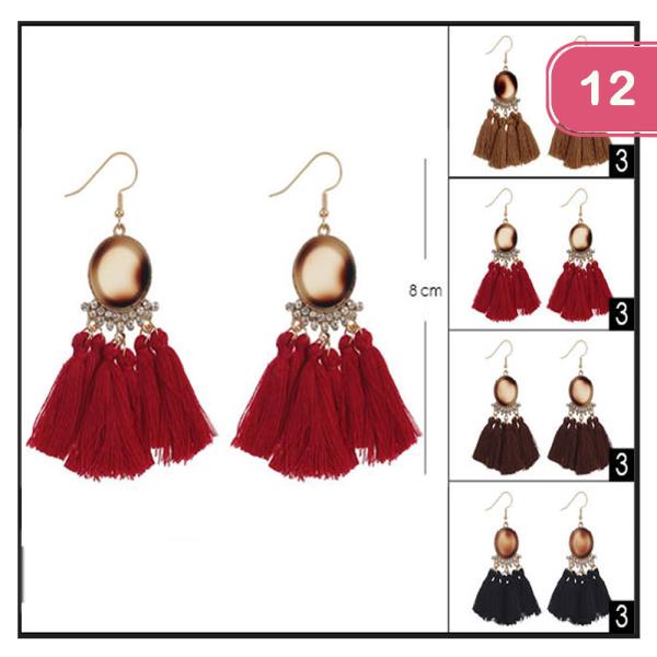 FASHION RHINESTONE TASSEL EARRING (12 UNITS)