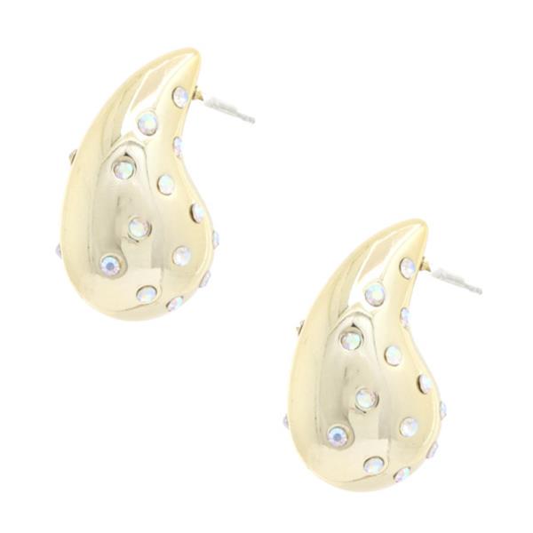 TEARDROP DOME RHINESTONE EARRING