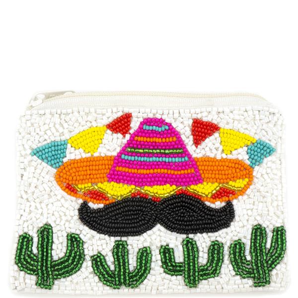 PARTY THEME FULL SEED BEAD ZIPPER BAG