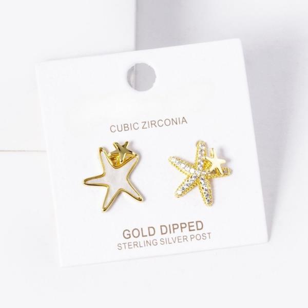 STAR CZ GOLD DIPPED EARRING