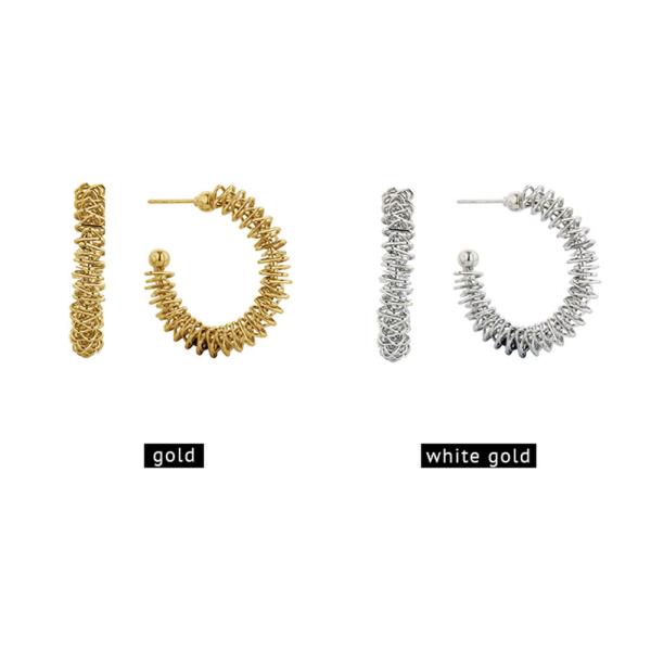 14K GOLD/WHITE GOLD DIPPED POST HOOP EARRING