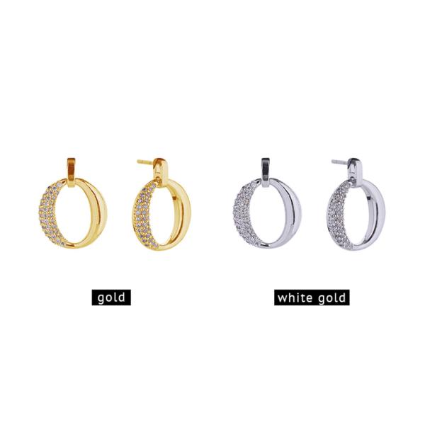 14K GOLD/WHITE GOLD DIPPED GLAM O SWING POST EARRINGS