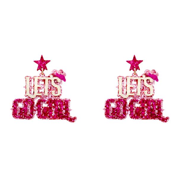 GLITTER LETS GO GIRL DANGLE EARRING