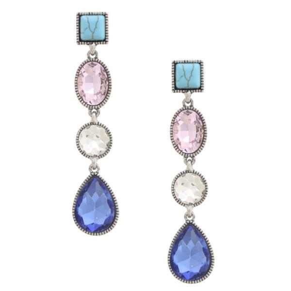 SQUARE OVAL TEARDROP DANGLE EARRING