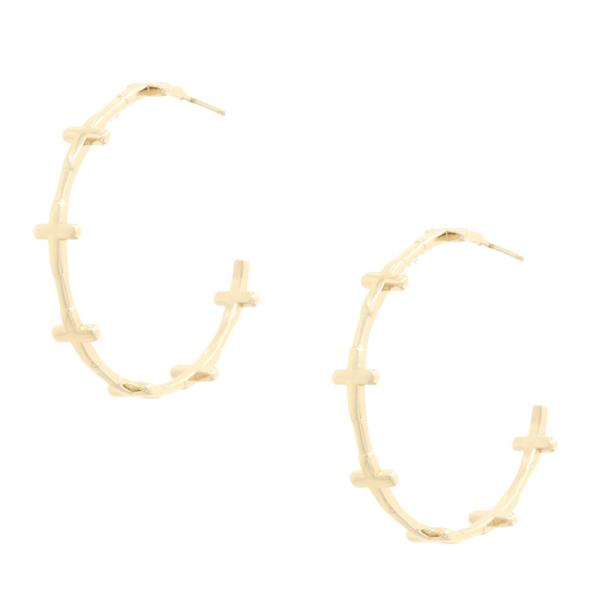 CROSS OPEN CIRCLE EARRING