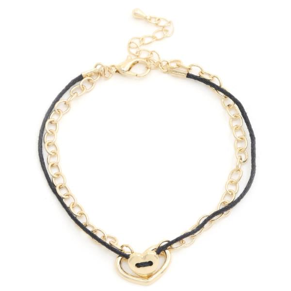 HEART CHARM OVAL LINK BRACELET