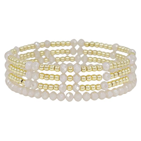 4 SET GLASS BEADS & CCB BRACELET