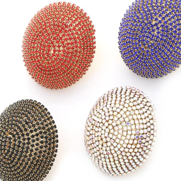 OVAL RHINESTONE DOME EARRING