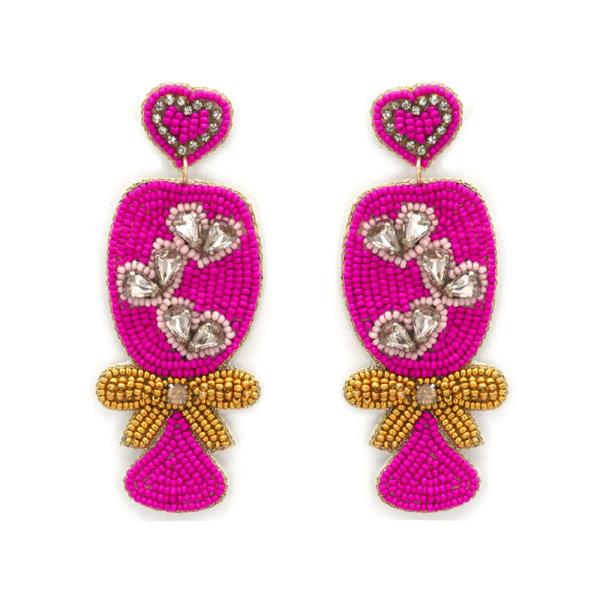 HEARTS WINE GLASS POST EARRING