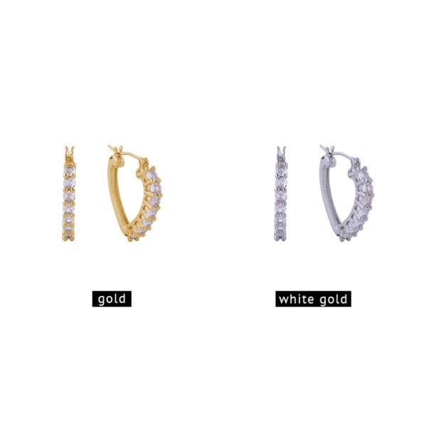14K GOLD/WHITE GOLD DIPPED CUPID PAVE CZ PINCATCH EARRINGS