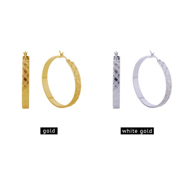 14K GOLD/WHITE GOLD DIPPED CRISS CROSS HOOP EARRINGS