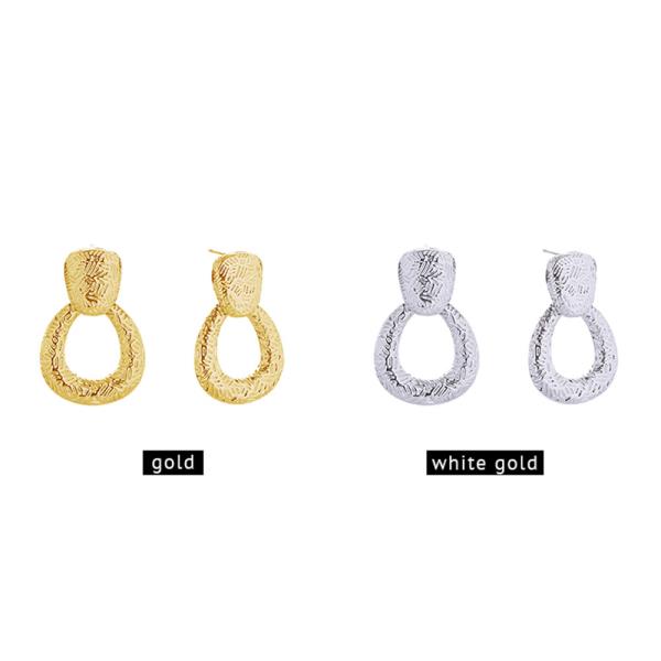 14K GOLD/WHITE GOLD DIPPED DOOR KNOCKER POST EARRINGS