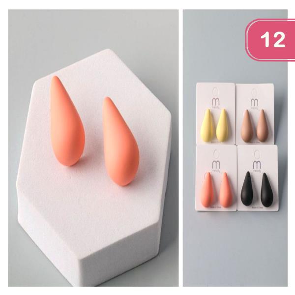 MATTE TEARDROP EARRING (12 UNITS)