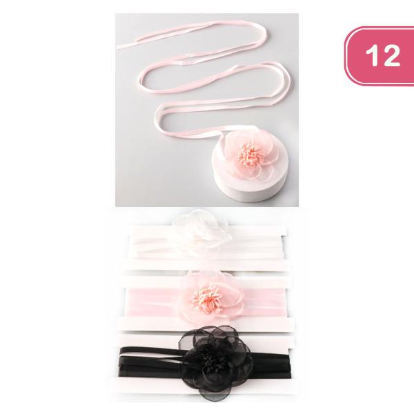 SHEER MAGNOLIA RIBBION NECKLACE WRAP (12 UNITS)