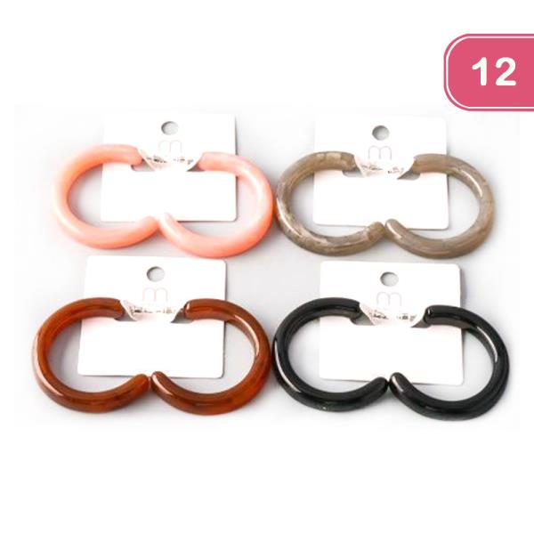 ACRYLIC HALF CIRCLE HOOP EARRING (12 UNITS)