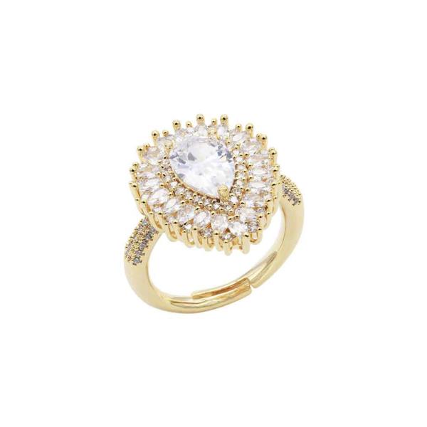 CZ TEARDROP STONE RING