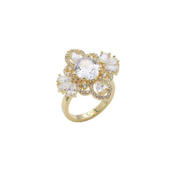 CZ STONE FLOWER RING