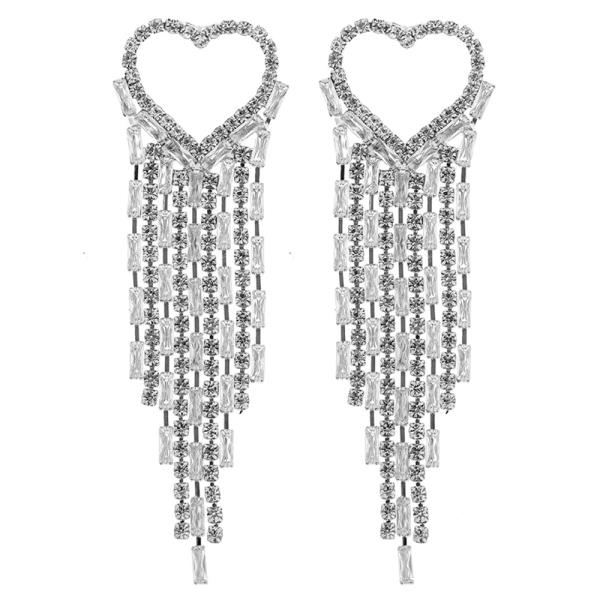 FASHION CUBIC ZIRCONIA HEART DROP EARRING