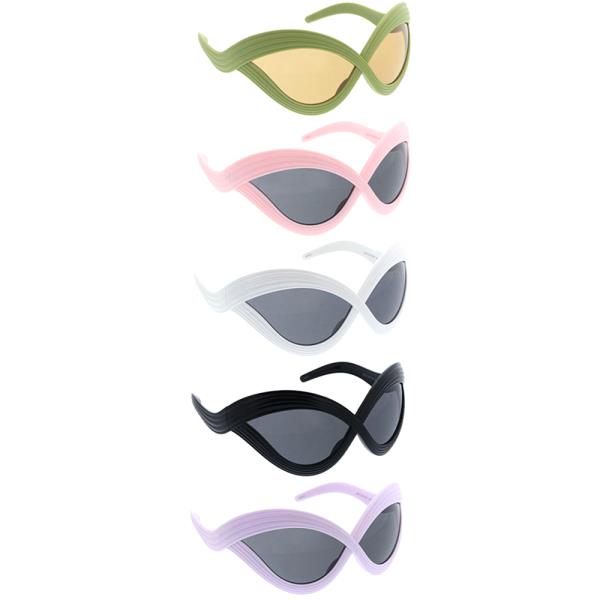 LARGE WRAP AROUND FUTURISTIC CRISS CROSS SUNGLASSES 1DZ
